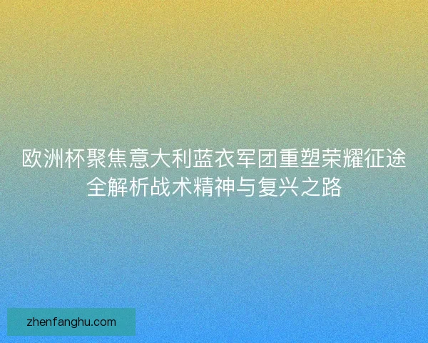 欧洲杯聚焦意大利蓝衣军团重塑荣耀征途全解析战术精神与复兴之路