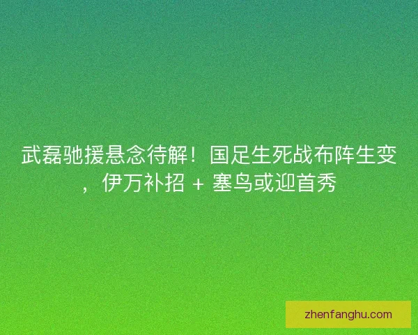 武磊驰援悬念待解！国足生死战布阵生变，伊万补招 + 塞鸟或迎首秀