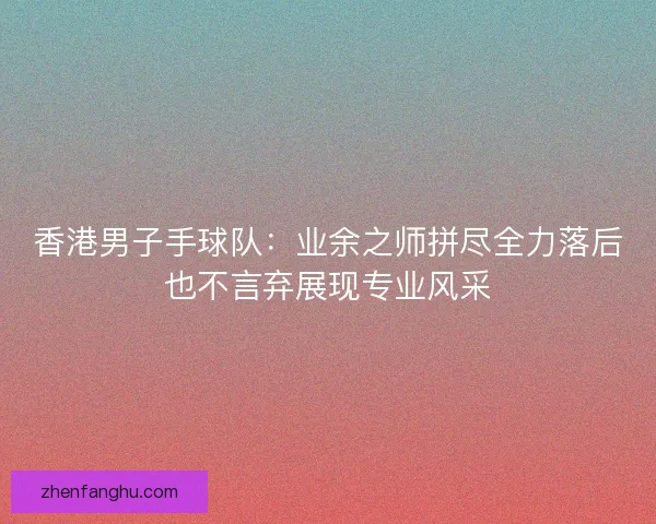 香港男子手球队:业余之师拼尽全力落后也不言弃展现专业风采 香港男子手球队:业余之师拼尽全力落后也不言弃展现专业风采