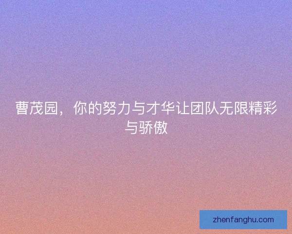 曹茂园，你的努力与才华让团队无限精彩与骄傲
